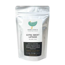 Load image into Gallery viewer, Extra Smoky Lapsang Loose Lea Black Tea 100 grams packaged by Bergamia Tea