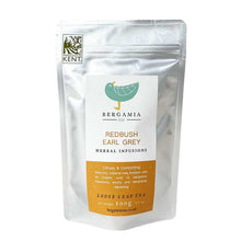 Load image into Gallery viewer, Redbush earl Grey Herbal Infusion Loose Leaf Tea 100 grams packaged by Bergamia Tea