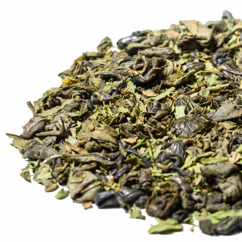 Loose Leaf Tea, a blend of spearmint with rolled green tea