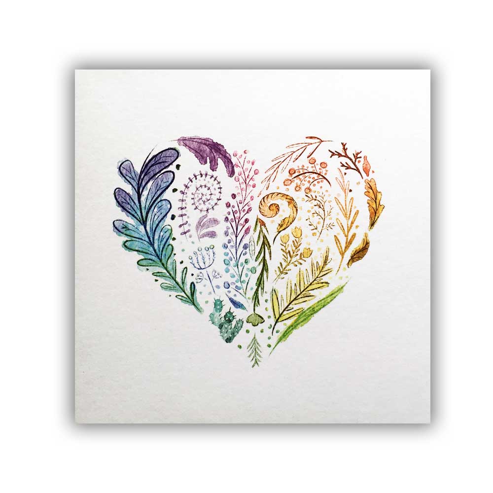 rainbow heart card blank inside